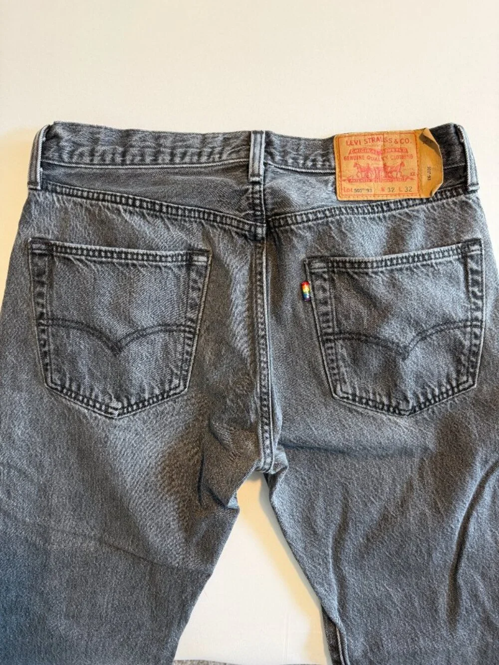 Vintage LEVIs 501 93s Rainbow Pride Gray Denim Jeans 32